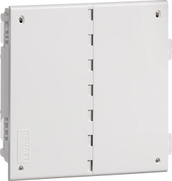 Square vented network enclosure with four screws in each corner,