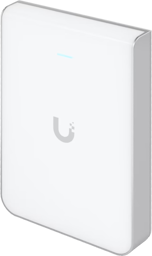 Wall-mounted access point with a blue power indicator light near the top.