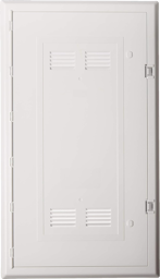 Tall vented network enclosure with two latches on the right.