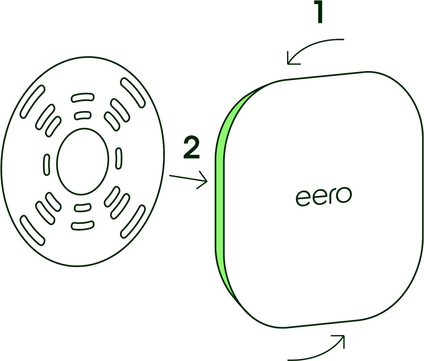 eero access point rotating counter-clockwise and dismounting from its bracket.